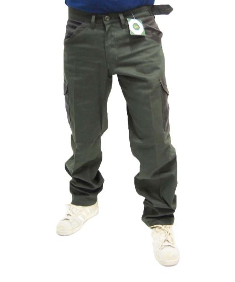 Pantalone verde militare oliva uomo cotone cargo tasconi pantaloni regular