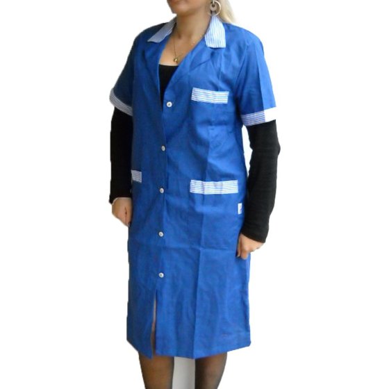 Camice grembiule blu mezze maniche portinaia pulizie donna badante tata colf