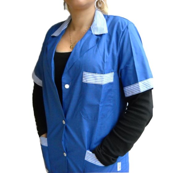 Camice grembiule blu mezze maniche portinaia pulizie donna badante tata colf