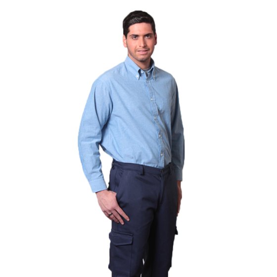 Camicia blusa uomo classica cotone sportiva bottoni azzurra manica lunga