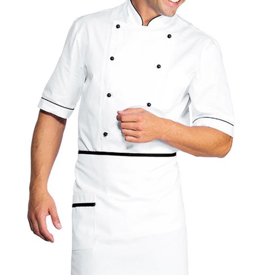 Giacca cucina maniche corte chef ristorante pizzeria hotel elegante bianca - Personalizzabile con il tuo logo
