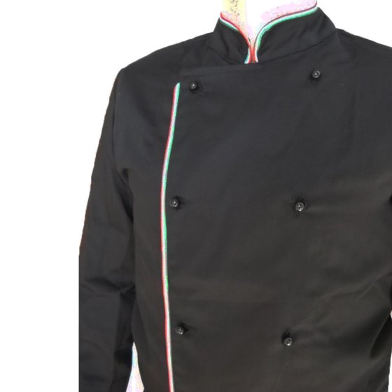 Giacca cuoco nera italia tricolore cotone abbigliamento chef cucina ristorante - Personalizzabile con il tuo logo