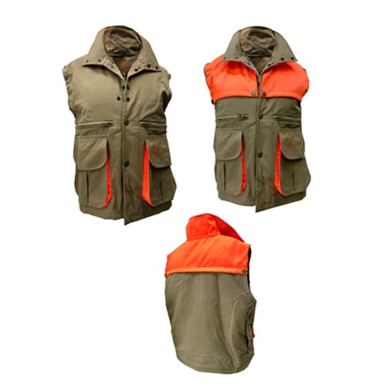 Gilet panciotto smanicato caccia sicurezza beige canvas abbigliamento cacciatore
