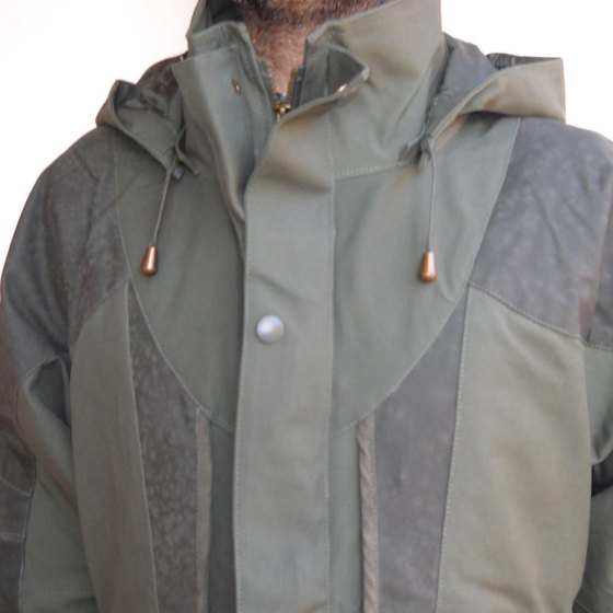 Giacca caccia canvas antistrappo impermeabile uomo antipioggia cappuccio