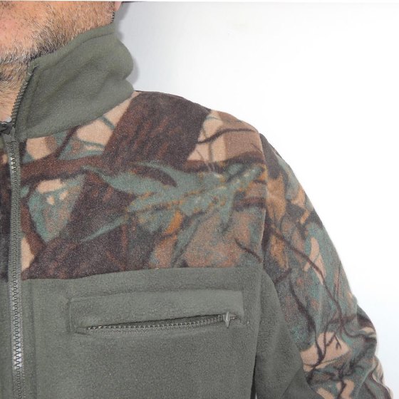 Giacca pile caccia bosco verde neve invernale calda abbigliamento montagna uomo - Personalizzabile con il tuo logo