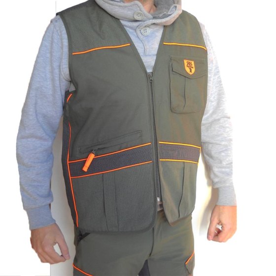 Completo gilet pantalone canvas antistrappo abbigliamento caccia tecnico - Personalizzabile con il tuo logo