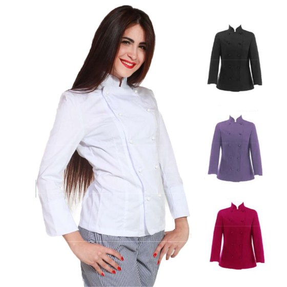 Giacca donna chef cuoco cucina ristorante alberghiero femminile colorata slim - Personalizzabile con il tuo logo