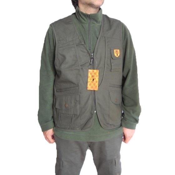 Gilet caccia canvas uomo cacciatora verde cerniere smanicato S M  L XL XXL