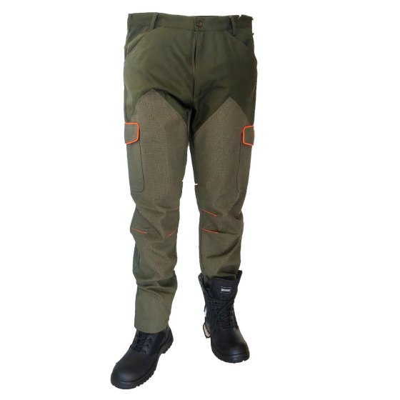 Completo caccia gilet pantalone riporti arancio smanicato uomo