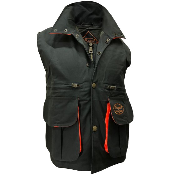 Gilet smanicato cerato caccia arancio verde carniere cotone traspirante