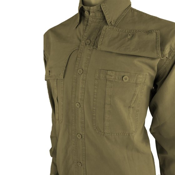 Camicia caccia verde marrone puro cotone stonewashed outdoor