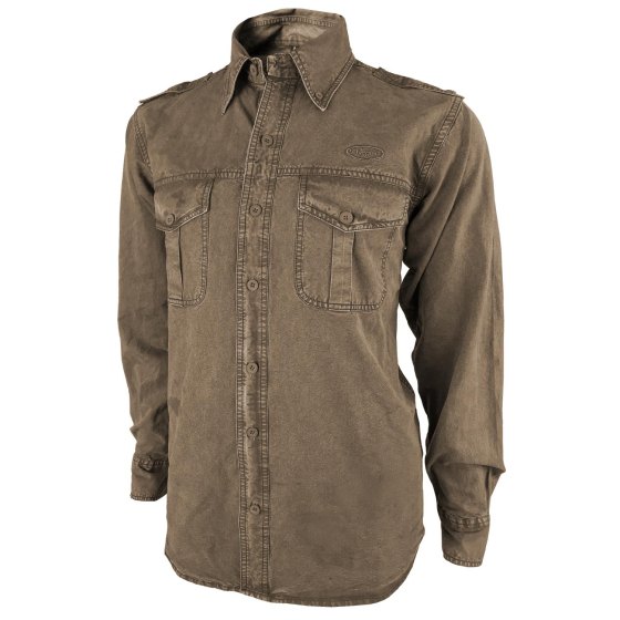 Camicia caccia verde marrone puro cotone stonewashed outdoor