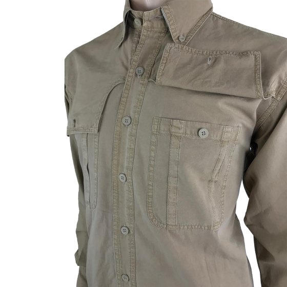Camicia casacca caccia stonewashed uomo verde beige outdoor cotone