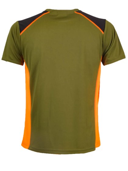 T-shirt elasticizzata mezza manica dettagli alta visibilita verde e arancio - Personalizzabile con il tuo logo