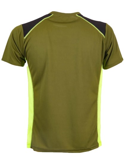 T-shirt elasticizzata mezza manica dettagli alta visibilita verde e arancio - Personalizzabile con il tuo logo