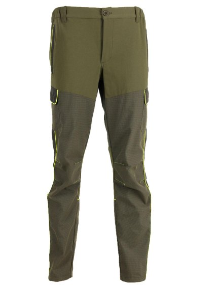 Pantalone in tessuto tecnico impermeabile tasconi e bordini alta visibilita'