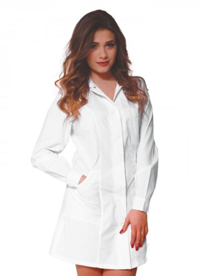 Camice Grembiule Donna Sciancrato Bianco Slim medico estetista oss farmacia - Personalizzabile con il tuo logo
