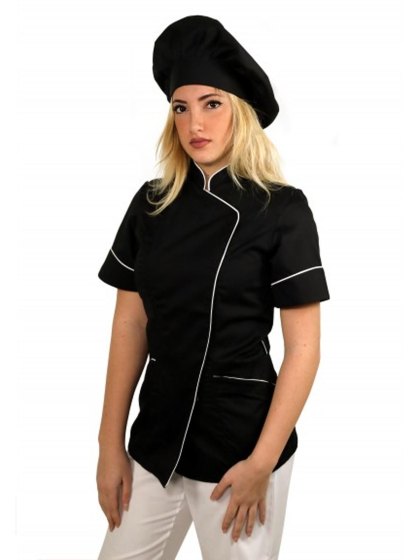 Giacca cuoco donna chef cucina ristorante cotone pizzeria made in Italy slim - Personalizzabile con il tuo logo