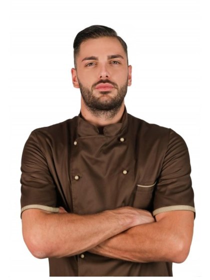 Giacca Cuoco Casacca Chef Uomo Cucina Divisa Cotone Lavoro manica corta