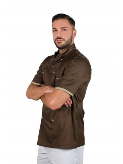 Giacca Cuoco Casacca Chef Uomo Cucina Divisa Cotone Lavoro manica corta