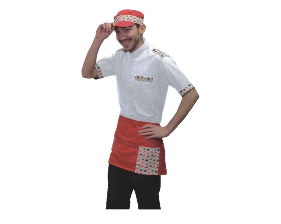 Camicia maniche corte estiva unisex uomo donna chiosco bar ristorante Sushi Sashimi Nigiri Maki dalla xs alla xl bianca e nera
