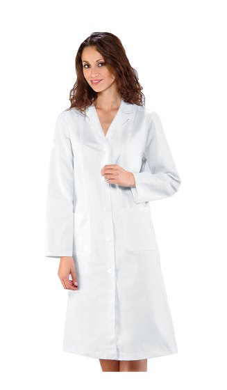 Camice donna bianco puro cotone laboratorio farmacista erboristeria veterinario - Personalizzabile con il tuo logo