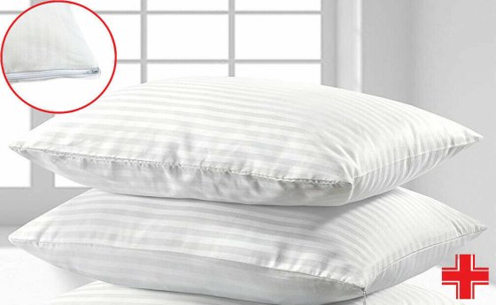 federe guanciali Set 4 pezzi cotone con cerniera per 52X82cm rigata Hotel B&b alberghi