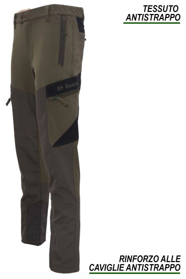 Pantalone in Tessuto canvas Verde Caccia Pesca Uomo Slim Tecnico antistrappo 6 Tasche