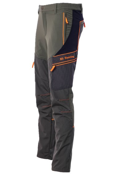 Pantalone in tessuto tecnico elasticizzato con dettagli alta visibilita' caccia