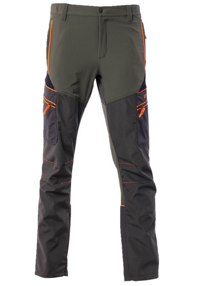 Pantalone in tessuto tecnico elasticizzato con dettagli alta visibilita' caccia