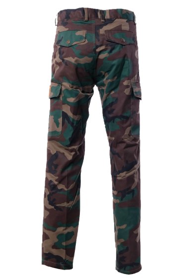 Pantalone sfoderato in cotone tasche anteriori large verde woodland camo uomo dalla 46 alla 64