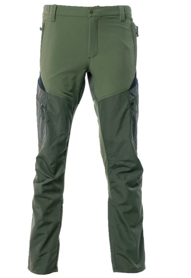 Pantalone pantaloni cotone elasticizzato teflon verde tasche caccia moto