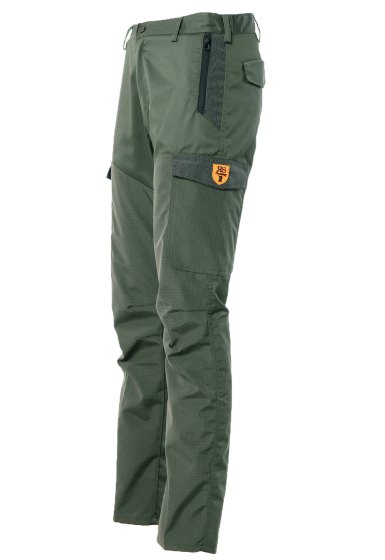 Pantalone uomo caccia in tessuto polycotone con rivestimento in tessuto tecnico verde antistrappo dalla 46 alla 60
