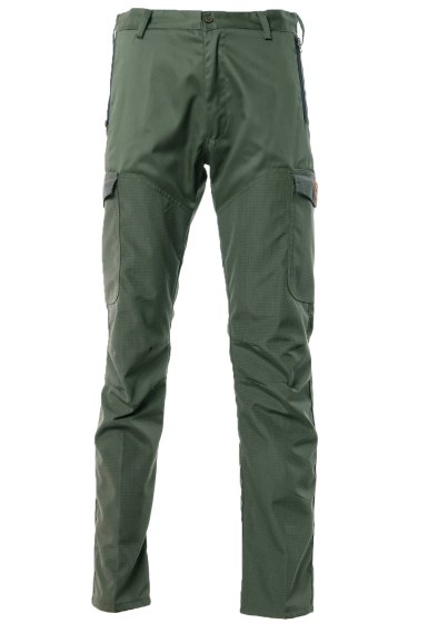 Pantalone uomo caccia in tessuto polycotone con rivestimento in tessuto tecnico verde antistrappo dalla 46 alla 60