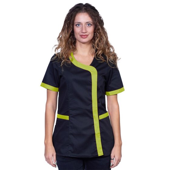 Camice casacca grembiule lavoro nero donna parrucchiera estetista centro estetico vari colori taglie dalla XS alla XXXL