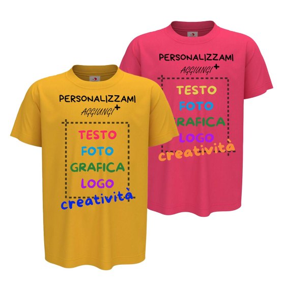 2x T-Shirt manica bambino girocollo cotone pettinato 155 gr vari colori da 1 a 13 anni - PERSONALIZZA CON IL TUO LOGO
