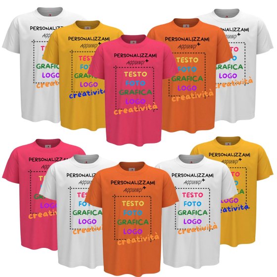 10x T-Shirt manica bambino girocollo cotone pettinato 155 gr vari colori da 1 a 13 anni - PERSONALIZZA CON IL TUO LOGO
