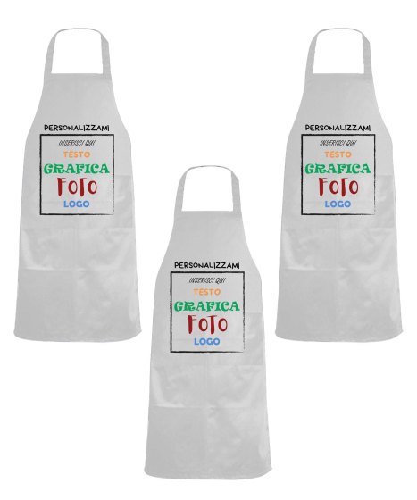 Kit 3 Grembiuli Paravanti Personalizzati con Logo Tasca Poly Cotone Ristorante Bar Cucina
