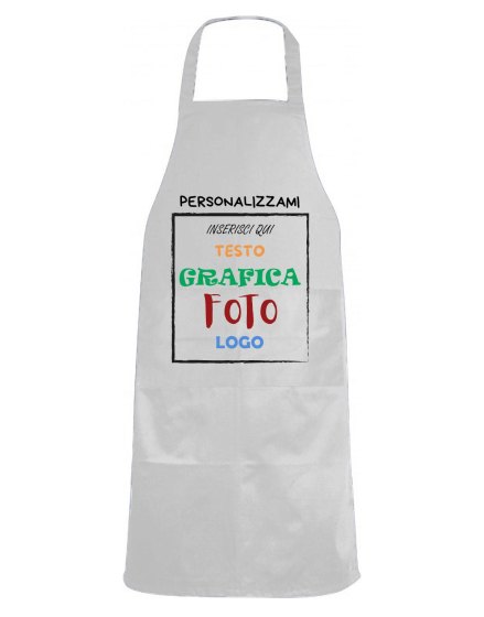 Grembiule paravanti con PERSONALIZZAZIONE tasca laterale Bianco -Nero -Rosso - Verde - Giallo Misura 82 X 60