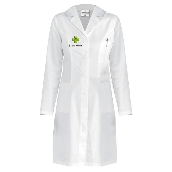 WOMEN'S WHITE PURE COMBED COTTON MEDICAL COAT MADE IN ITALY - Customizable with your logo