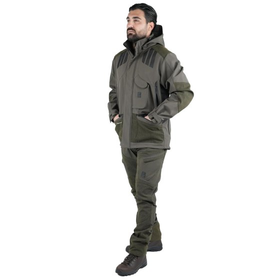 Completo divisa caccia softshell giacca e pantalone antispino cacciatore elasticizzato abiti tecnici