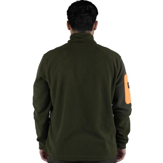 Maglione micropile caccia maglietta arancio tasche sportivo cinghiale beccaccia uomo