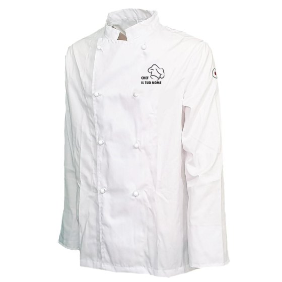 Completo Personalizzabile Kit Divisa Cucina e Scuola Alberghiera con Grembiule, Cappello e Casacca Chef