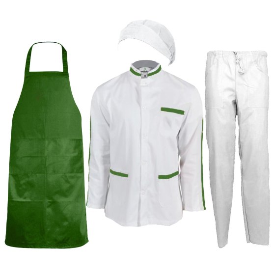 Kit divisa uomo con casacca grembiule cuffia pantalone ideale per caseifici laboratori e supermercati Personalizzabile con il tuo logo o il tuo nome