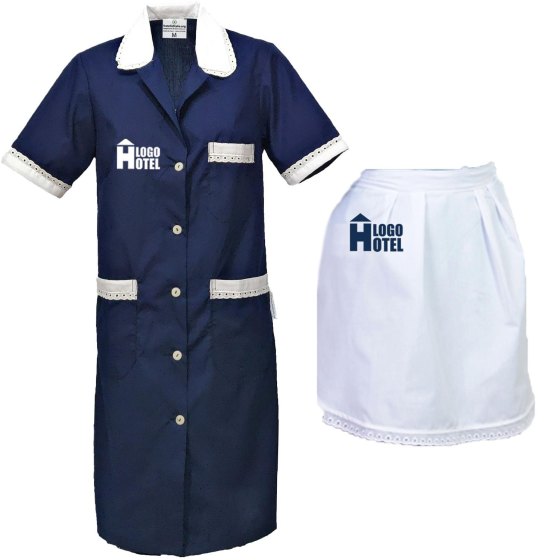 Kit Governante e Cameriera Hotel Grembiule e Camice a Mezza Manica Personalizzabile con Logo e Nome