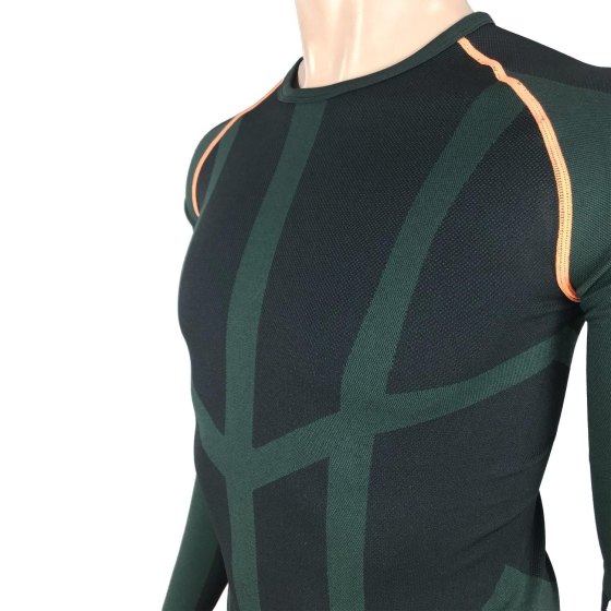 Maglia Termica a Compressione Senza Cuciture 5 Verde e Arancio