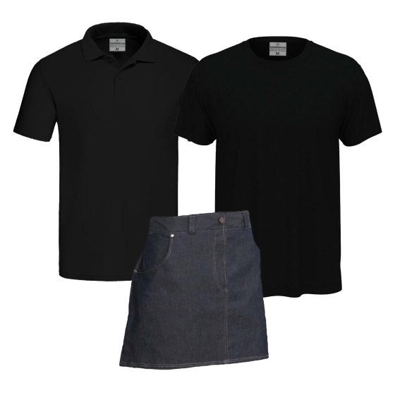 Kit Uomo Include un grembiule corto in jeans una polo e una t-shirt per Fioraio varie taglie e colori