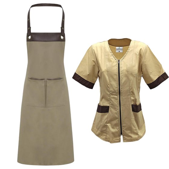 Kit Donna per Panetteria Forno o Bancone con Camice e Grembiule in tessuto antipiega made in italy