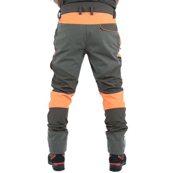 Pantalone softshell caccia cinghiale arancione tecnico tasche sporivo