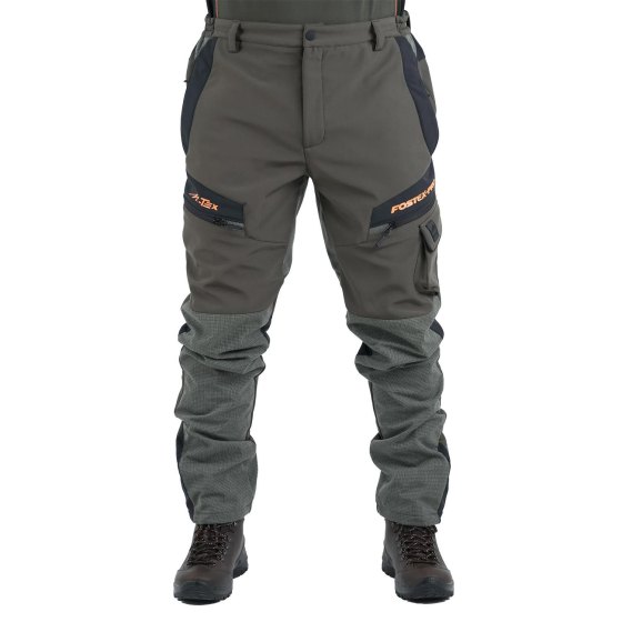 Pantalone softshell caccia cinghiale arancione tecnico tasche sporivo